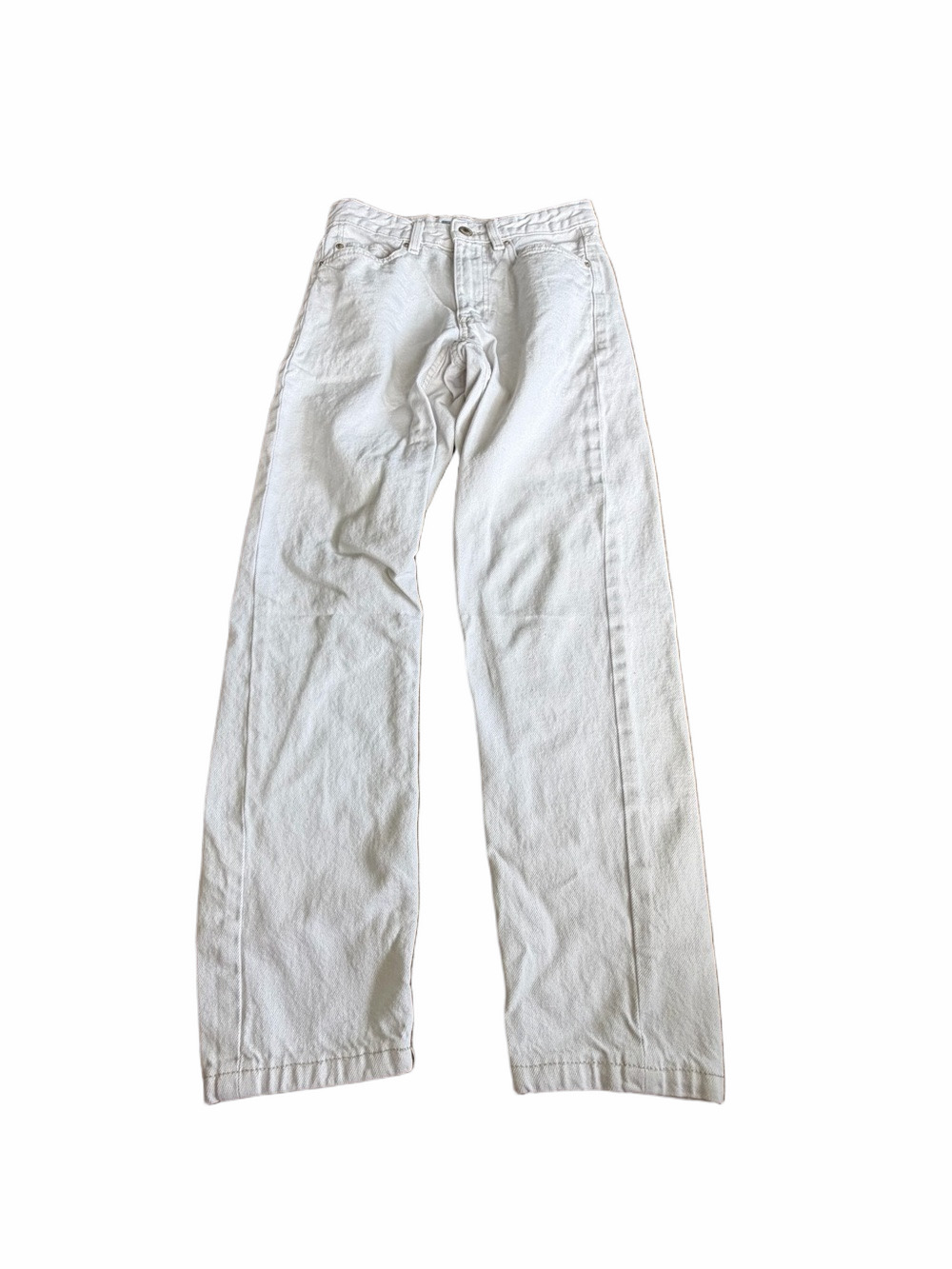 Bershka Off-White Denim Jeans with Gold Logo